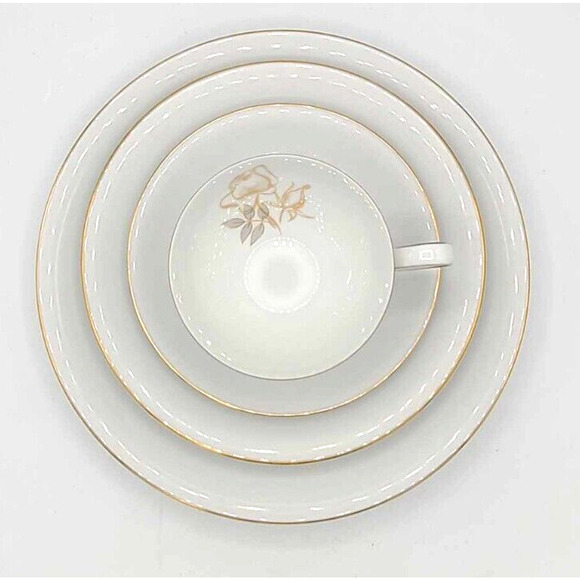 KPM Krister China Germany Gold Rose Design. 4-Piece Set. Choice of quantity. - Picture 7 of 16
